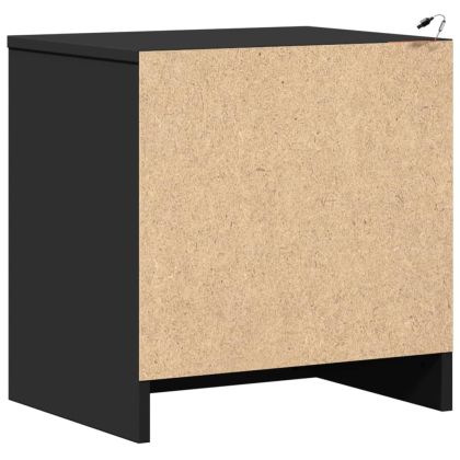 Нощни шкафчета с LED, 2 бр, черно, инженерна дървесина