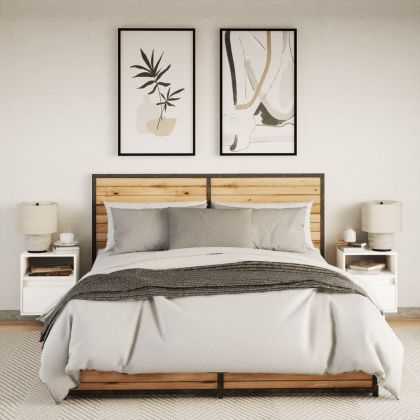 Стенни ТВ шкафове с LED осветление, 2 бр, бели, 41x31x45 см