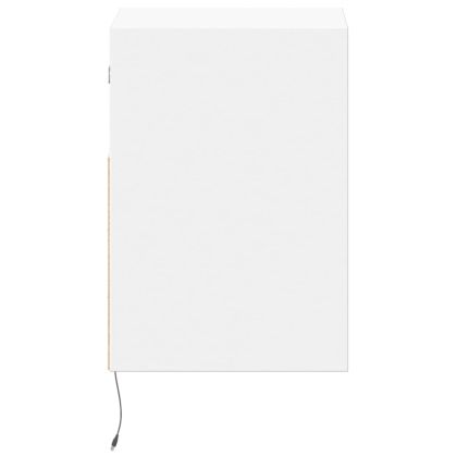 Стенни ТВ шкафове с LED осветление, 2 бр, бели, 41x31x45 см