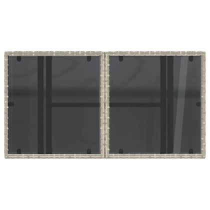 Градинска маса стъклен плот светлосива 100x55x73 см полиратан