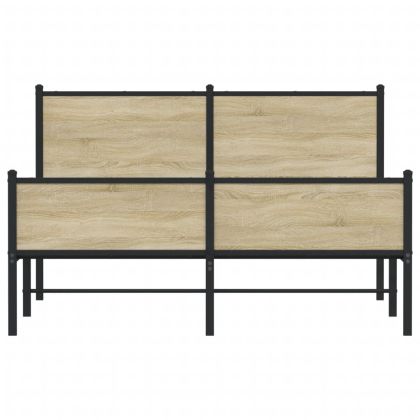 Метална рамка за легло, без матрак, дъб сонома, 140x190 см