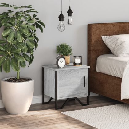 Нощно шкафче, сив сонома, 40x30x40 см, инженерно дърво