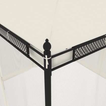 Беседка с мрежести стени, кремава, 2,93x2,93 м, стомана