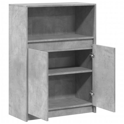 Сайдборд с LED, бетонно сив, 72x34x100 см, инженерно дърво