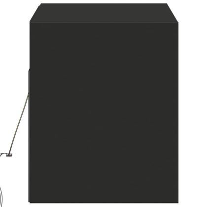 Стенен ТВ шкаф с LED осветление, черен, 100x31x38 см