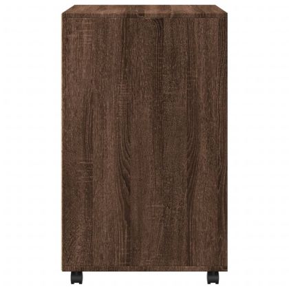Шкаф с колелца, кафяв дъб, 60x48x81 см, инженерно дърво