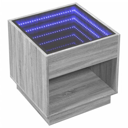 Нощна масичка с Infinity LED, сив сонома, 50x50x50 см