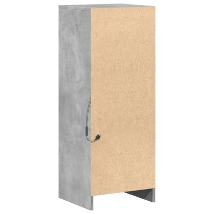 Сайдборд с LED, бетонно сив, 38x34x100 см, инженерно дърво