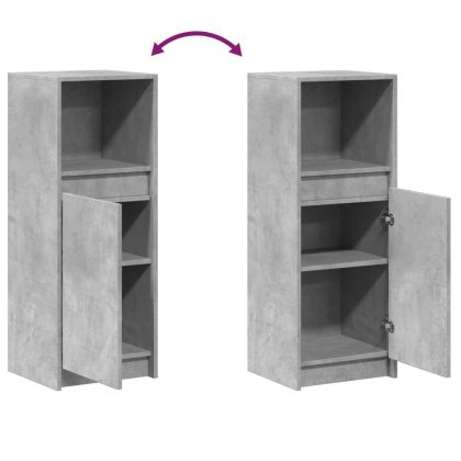 Сайдборд с LED, бетонно сив, 38x34x100 см, инженерно дърво