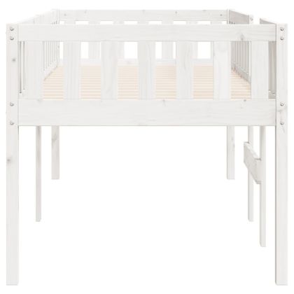 Детско легло без матрак, бял, 90x200 см, борово дърво масив