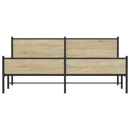 Метална рамка за легло, без матрак, сонома дъб, 193x203 см