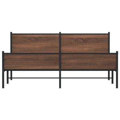 Метална рамка за легло, без матрак, кафяв дъб, 180x200 см