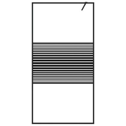 Параван за баня, черен, 100x195 см, прозрачно ESG стъкло