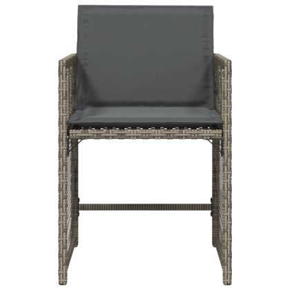 Градински столове с възглавници, 4 бр, сиви, полиратан