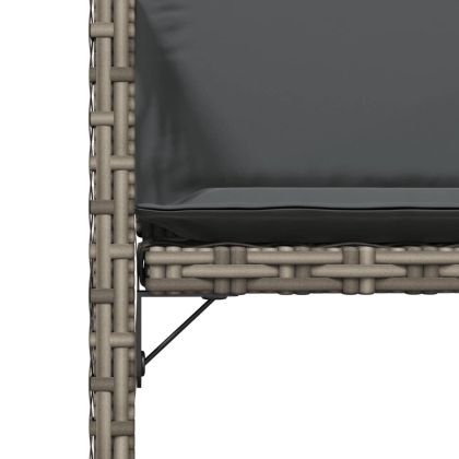 Градински столове с възглавници, 4 бр, сиви, полиратан