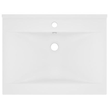 Луксозна мивка с отвор за кран бял мат 60x46 см керамика