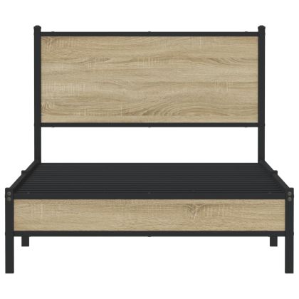 Метална рамка за легло, без матрак, дъб сонома, 107x203 см
