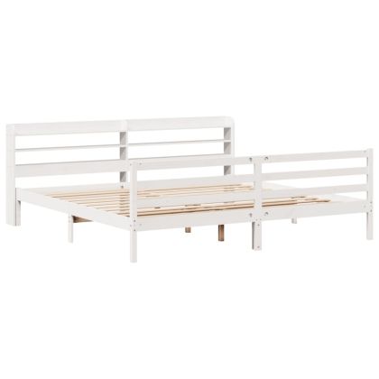 Рамка за легло с табла без матрак, бяла, 200x200 см