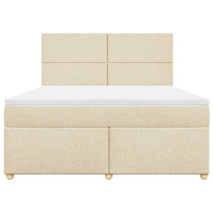 Боксспринг легло с матрак, кремава, 180x200 см, плат