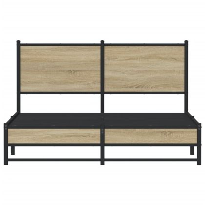 Метална рамка за легло, без матрак, дъб сонома, 137x190 см