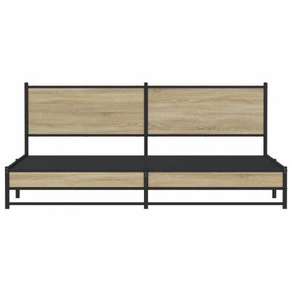Метална рамка за легло, без матрак, сонома дъб, 193x203 см