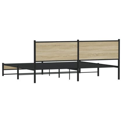 Метална рамка за легло, без матрак, сонома дъб, 193x203 см