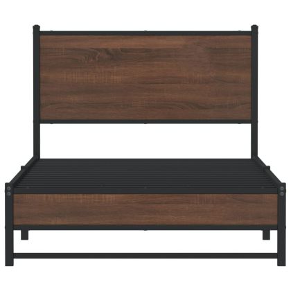 Метална рамка за легло, без матрак, кафяв дъб, 100x200 см