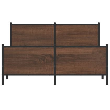 Метална рамка за легло, без матрак, кафяв дъб, 140x190 см