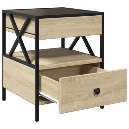 Маса за кафе с Infinity LED, сонома дъб, 40x40x51 см