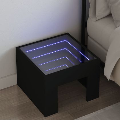 Нощна масичка с Infinity LED черна 40x40x30 см