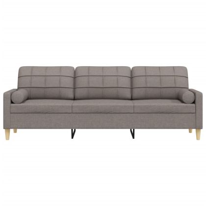 3-местен диван с декоративни възглавници таупе 210 см плат