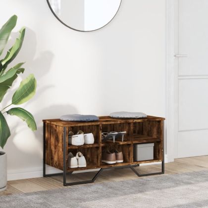 Шкаф за обувки, опушен дъб, 90x38x45,5 см, инженерно дърво