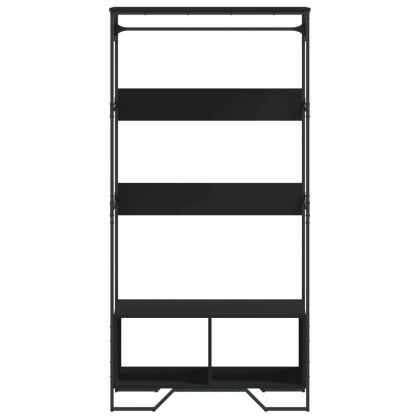 Гардероб, черен, 90x50x180 см, инженерно дърво