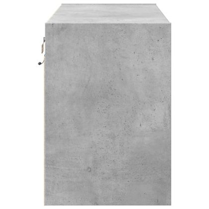 Стенен ТВ шкаф с LED осветление, бетонно сив, 80x31x45 см