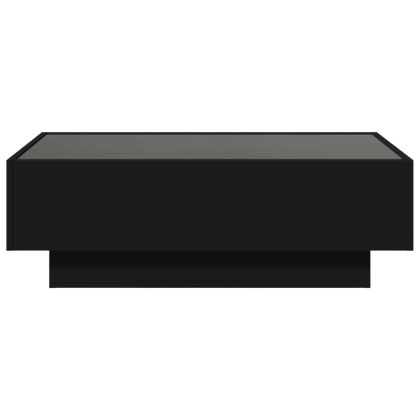 Маса за кафе с LED, черна, 90x50x30 см, инженерно дърво