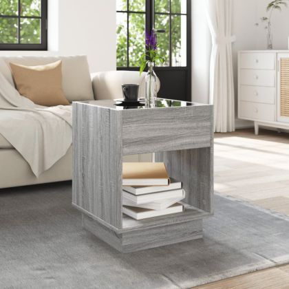 Маса за кафе с Infinity LED, сив сонома, 40x40x50 см