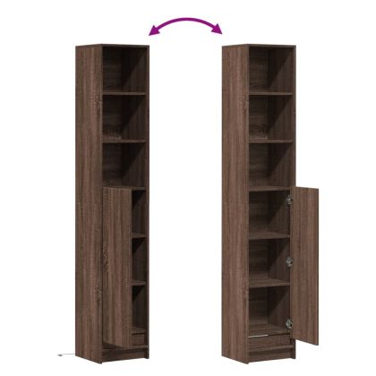 Сайдборд с LED, кафяв дъб, 36x32,5x200 см, инженерно дърво