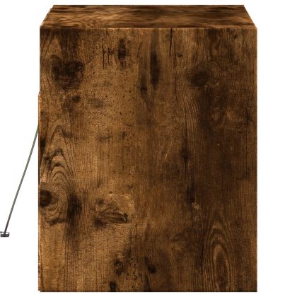 Стенен ТВ шкаф с LED осветление, опушен дъб, 80x31x38 см