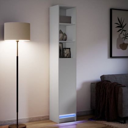 Сайдборд с LED, бял, 36x32,5x200 см, инженерно дърво