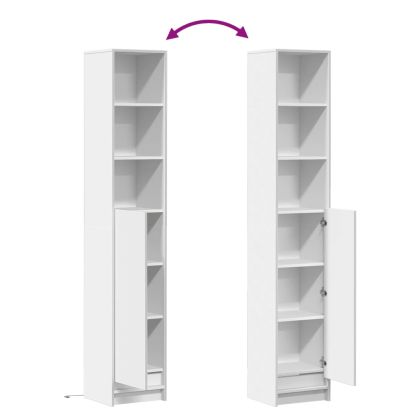 Сайдборд с LED, бял, 36x32,5x200 см, инженерно дърво