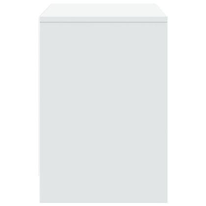 ТВ шкаф с LED, бял, 100x34x50 см, инженерно дърво