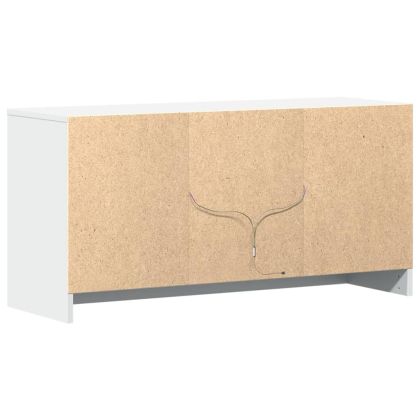 ТВ шкаф с LED, бял, 100x34x50 см, инженерно дърво