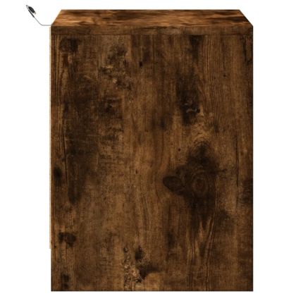 Нощни шкафчета с LED, 2 бр, Опушен дъб, инженерно дърво