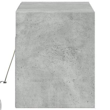 Стенен ТВ шкаф с LED осветление, бетонно сив, 100x31x38 см