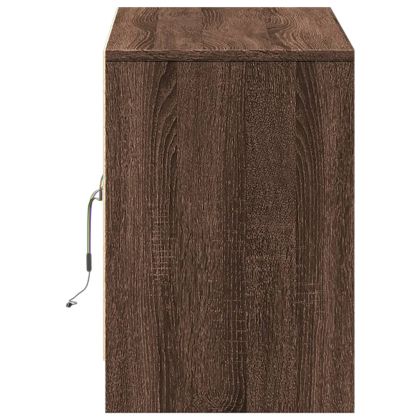 ТВ шкаф с LED, кафяв дъб, 100x34x50 см, инженерно дърво