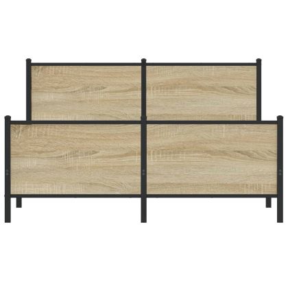 Метална рамка за легло, без матрак, дъб сонома, 140x190 см