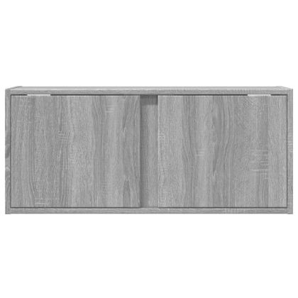 Стенен ТВ шкаф с LED осветление, сив сонома, 80x31x35 см