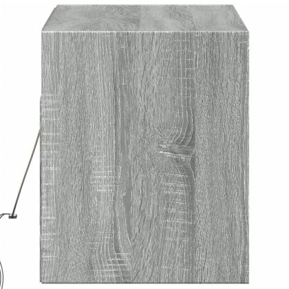 Стенен ТВ шкаф с LED осветление, сив сонома, 100x31x38 см