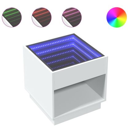 Нощна масичка с Infinity LED бяла 50x50x50 см