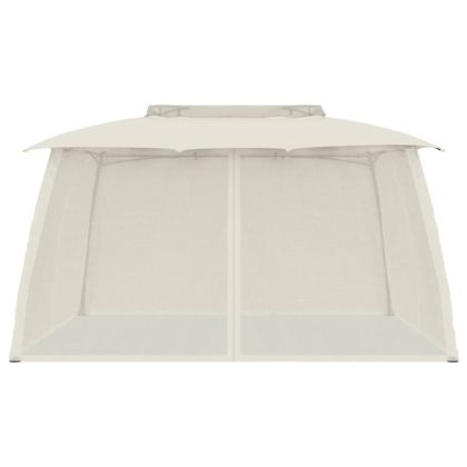 Шатра двоен покрив и мрежести стени кремав 3,93x2,93 м стомана